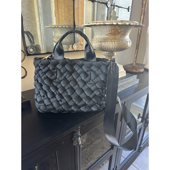 BCBG Small Neoprene Woven Tote Handbag Crossbody BLACK $178.00 - Picture 8 of 14